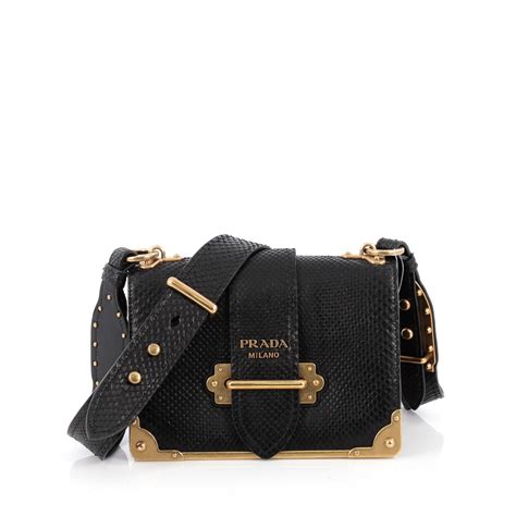 prada cahier python|Cahier python crossbody bag Prada Black in Python .